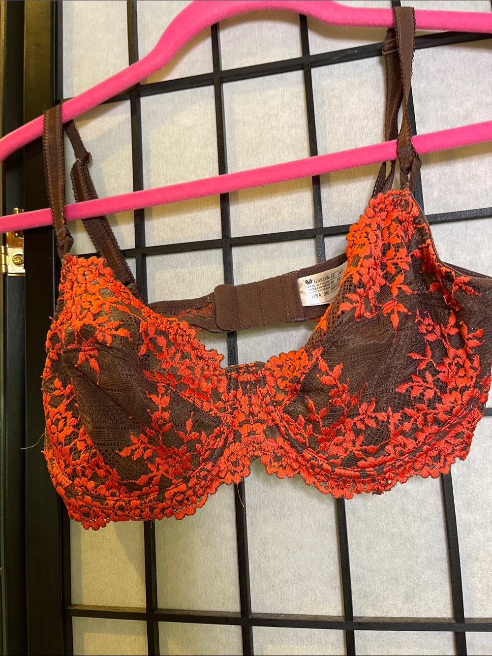 Wacoal Orange and Brown Lace Underwire Bra